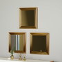 Hanah Home Juego de 3 Espejos Decorativos 'Otto - Gold' con Marco Dorado Brillante de MDF, 40x40x3 cm